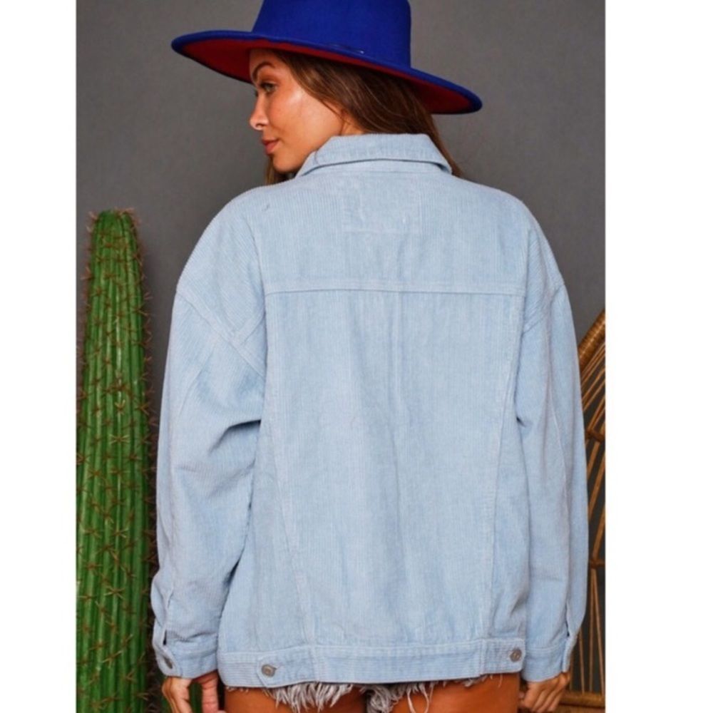 🔥SALE PINK SPRING CORDUROY TRUCKER JACKET - Picture 6 of 7